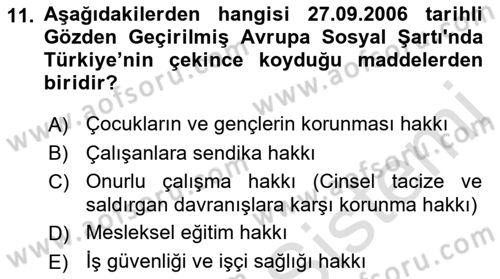 Uluslararası Sosyal Politika Dersi 2021 - 2022 Yılı Yaz Okulu Sınav Soruları 11. Soru