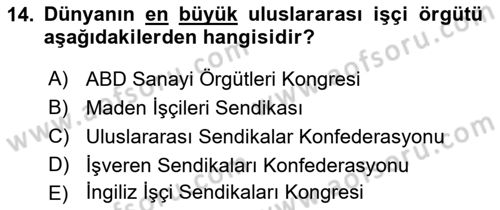 Uluslararası Sosyal Politika Dersi 2021 - 2022 Yılı Yaz Okulu Sınav Soruları 14. Soru