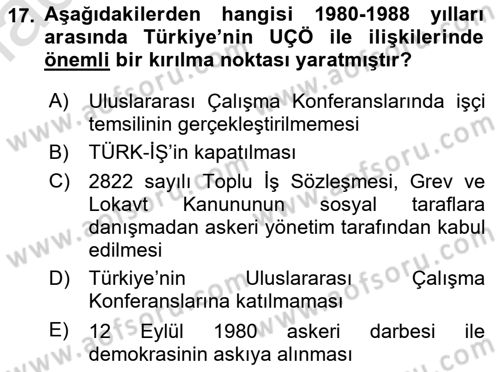 Uluslararası Sosyal Politika Dersi 2021 - 2022 Yılı Yaz Okulu Sınav Soruları 17. Soru