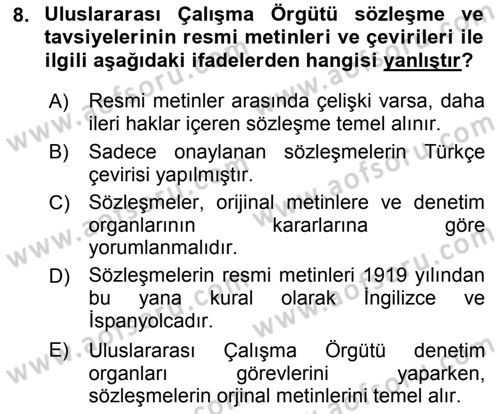 Uluslararası Sosyal Politika Dersi 2021 - 2022 Yılı Yaz Okulu Sınav Soruları 8. Soru