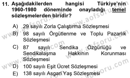 Uluslararası Sosyal Politika Dersi 2022 - 2023 Yılı Yaz Okulu Sınav Soruları 11. Soru