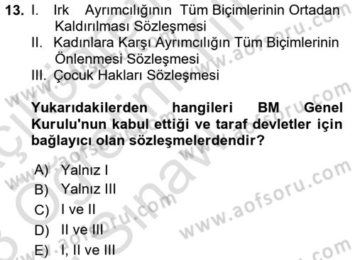 Uluslararası Sosyal Politika Dersi 2022 - 2023 Yılı Yaz Okulu Sınav Soruları 13. Soru