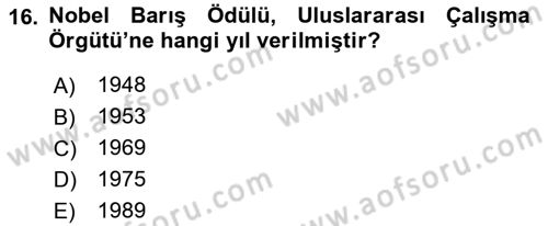 Uluslararası Sosyal Politika Dersi 2022 - 2023 Yılı Yaz Okulu Sınav Soruları 16. Soru