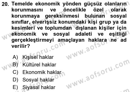 Uluslararası Sosyal Politika Dersi 2022 - 2023 Yılı Yaz Okulu Sınav Soruları 20. Soru