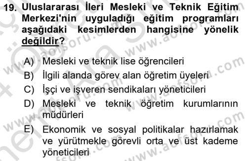Uluslararası Sosyal Politika Dersi 2023 - 2024 Yılı (Vize) Ara Sınav Soruları 19. Soru