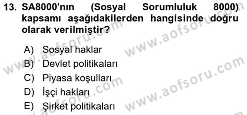 Uluslararası Sosyal Politika Dersi 2023 - 2024 Yılı (Final) Dönem Sonu Sınav Soruları 13. Soru