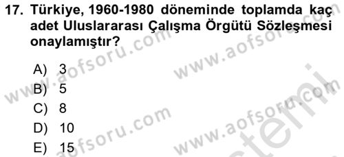 Uluslararası Sosyal Politika Dersi 2023 - 2024 Yılı (Final) Dönem Sonu Sınav Soruları 17. Soru