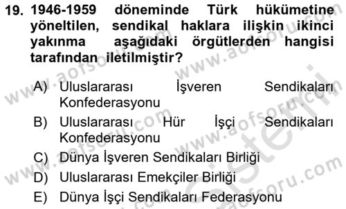 Uluslararası Sosyal Politika Dersi 2023 - 2024 Yılı Yaz Okulu Sınav Soruları 19. Soru