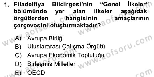 Uluslararası Sosyal Politika Dersi 2024 - 2025 Yılı (Vize) Ara Sınav Soruları 1. Soru