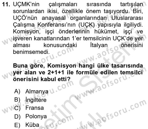 Uluslararası Sosyal Politika Dersi 2024 - 2025 Yılı (Vize) Ara Sınav Soruları 11. Soru