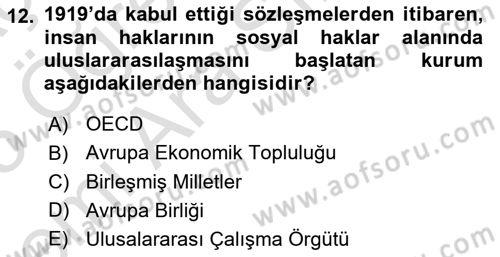 Uluslararası Sosyal Politika Dersi 2024 - 2025 Yılı (Vize) Ara Sınav Soruları 12. Soru