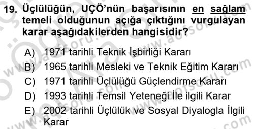 Uluslararası Sosyal Politika Dersi 2024 - 2025 Yılı (Vize) Ara Sınav Soruları 19. Soru