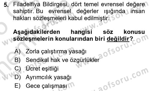 Uluslararası Sosyal Politika Dersi 2024 - 2025 Yılı (Vize) Ara Sınav Soruları 5. Soru
