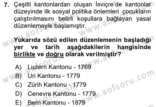 Uluslararası Sosyal Politika Dersi 2024 - 2025 Yılı (Vize) Ara Sınav Soruları 7. Soru