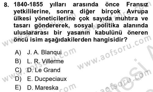 Uluslararası Sosyal Politika Dersi 2024 - 2025 Yılı (Vize) Ara Sınav Soruları 8. Soru