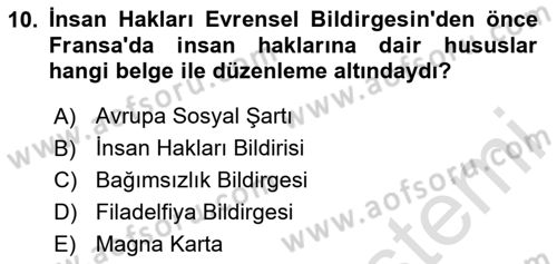 Uluslararası Sosyal Politika Dersi 2024 - 2025 Yılı (Final) Dönem Sonu Sınav Soruları 10. Soru