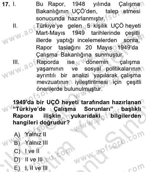 Uluslararası Sosyal Politika Dersi 2024 - 2025 Yılı (Final) Dönem Sonu Sınav Soruları 17. Soru