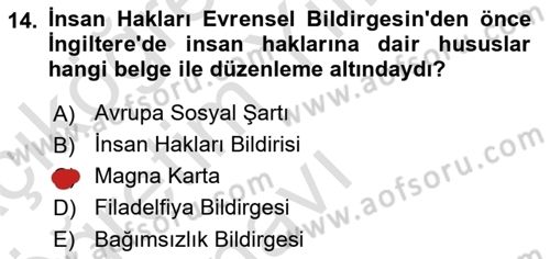 Uluslararası Sosyal Politika Dersi 2024 - 2025 Yılı Yaz Okulu Sınav Soruları 14. Soru
