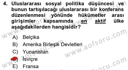 Uluslararası Sosyal Politika Dersi 2024 - 2025 Yılı Yaz Okulu Sınav Soruları 4. Soru