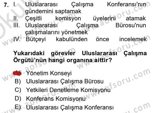 Uluslararası Sosyal Politika Dersi 2024 - 2025 Yılı Yaz Okulu Sınav Soruları 7. Soru