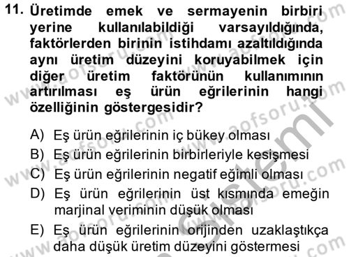 Çalışma Ekonomisi Dersi 2013 - 2014 Yılı (Vize) Ara Sınav Soruları 11. Soru
