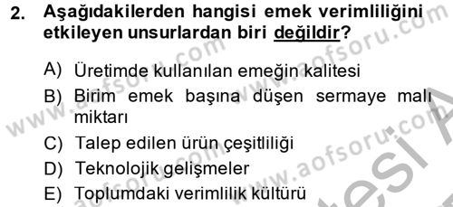 Çalışma Ekonomisi Dersi 2013 - 2014 Yılı (Final) Dönem Sonu Sınav Soruları 2. Soru