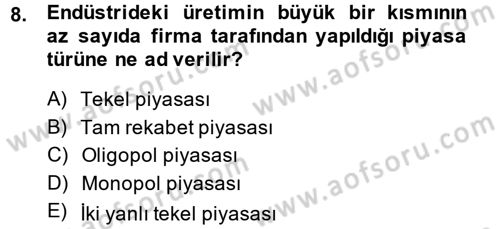 Çalışma Ekonomisi Dersi 2013 - 2014 Yılı (Final) Dönem Sonu Sınav Soruları 8. Soru