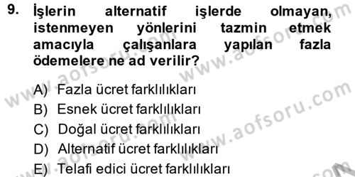 Çalışma Ekonomisi Dersi 2013 - 2014 Yılı (Final) Dönem Sonu Sınav Soruları 9. Soru