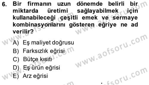 Çalışma Ekonomisi Dersi 2013 - 2014 Yılı Tek Ders Sınavı 6. Soru