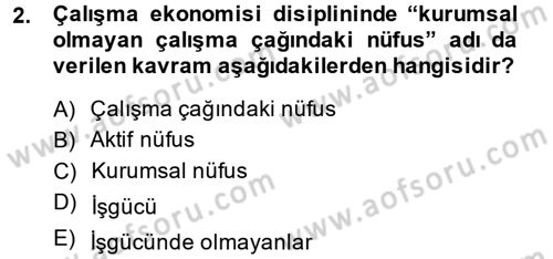Çalışma Ekonomisi Dersi 2014 - 2015 Yılı (Final) Dönem Sonu Sınav Soruları 2. Soru