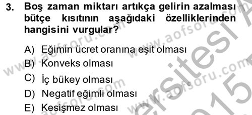 Çalışma Ekonomisi Dersi 2014 - 2015 Yılı (Final) Dönem Sonu Sınav Soruları 3. Soru
