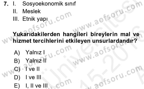 Çalışma Ekonomisi Dersi 2015 - 2016 Yılı (Vize) Ara Sınav Soruları 7. Soru