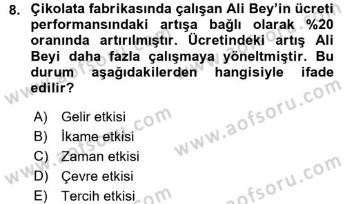 Çalışma Ekonomisi Dersi 2015 - 2016 Yılı (Vize) Ara Sınav Soruları 8. Soru