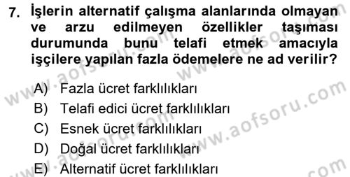 Çalışma Ekonomisi Dersi 2016 - 2017 Yılı (Final) Dönem Sonu Sınav Soruları 7. Soru