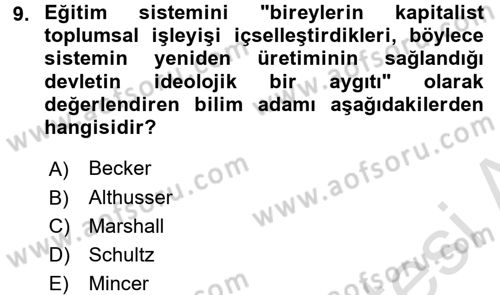 Çalışma Ekonomisi Dersi 2016 - 2017 Yılı (Final) Dönem Sonu Sınav Soruları 9. Soru