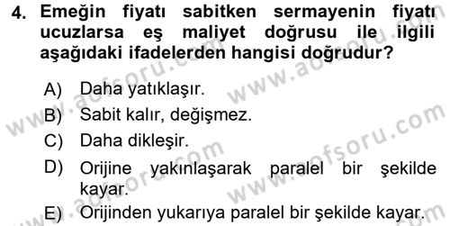 Çalışma Ekonomisi Dersi 2017 - 2018 Yılı 3 Ders Sınav Soruları 4. Soru