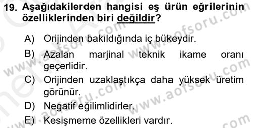 Çalışma Ekonomisi Dersi 2017 - 2018 Yılı (Vize) Ara Sınav Soruları 19. Soru