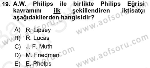 Çalışma Ekonomisi Dersi 2017 - 2018 Yılı (Final) Dönem Sonu Sınav Soruları 19. Soru