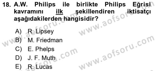 Çalışma Ekonomisi Dersi 2018 - 2019 Yılı 3 Ders Sınav Soruları 18. Soru