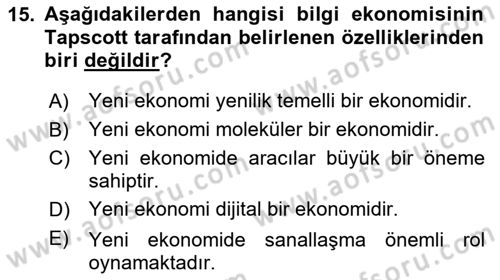 Çalışma Ekonomisi Dersi 2020 - 2021 Yılı Yaz Okulu Sınav Soruları 15. Soru
