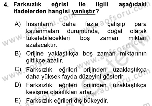 Çalışma Ekonomisi Dersi 2020 - 2021 Yılı Yaz Okulu Sınav Soruları 4. Soru