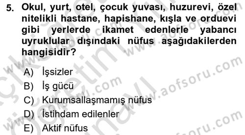 Çalışma Ekonomisi Dersi 2020 - 2021 Yılı Yaz Okulu Sınav Soruları 5. Soru