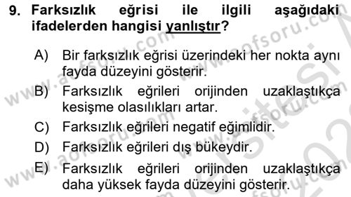 Çalışma Ekonomisi Dersi 2021 - 2022 Yılı (Vize) Ara Sınav Soruları 9. Soru