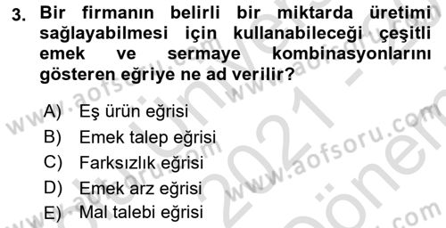 Çalışma Ekonomisi Dersi 2021 - 2022 Yılı (Final) Dönem Sonu Sınav Soruları 3. Soru