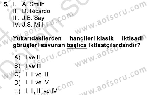 Çalışma Ekonomisi Dersi 2023 - 2024 Yılı (Final) Dönem Sonu Sınav Soruları 5. Soru