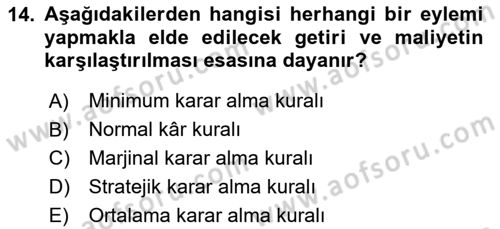Çalışma Ekonomisi Dersi 2024 - 2025 Yılı (Vize) Ara Sınav Soruları 14. Soru