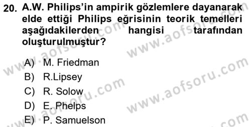 Çalışma Ekonomisi Dersi 2024 - 2025 Yılı (Final) Dönem Sonu Sınav Soruları 20. Soru