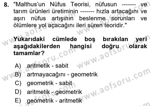 Çalışma Ekonomisi Dersi 2024 - 2025 Yılı (Final) Dönem Sonu Sınav Soruları 8. Soru