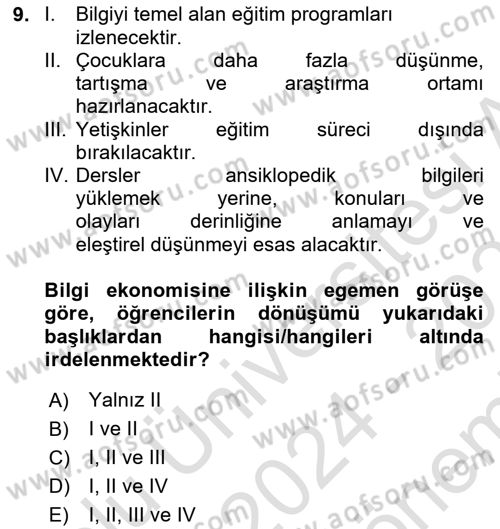 Çalışma Ekonomisi Dersi 2024 - 2025 Yılı (Final) Dönem Sonu Sınav Soruları 9. Soru
