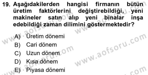 Çalışma Ekonomisi Dersi 2025 - 2026 Yılı (Vize) Ara Sınav Soruları 19. Soru